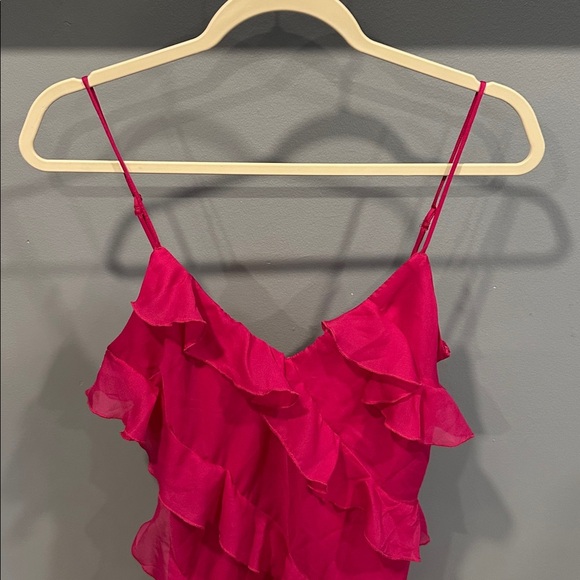 NWT Abercrombie All-Over Ruffle Mini Dress, pink Size Medium - Picture 4 of 8